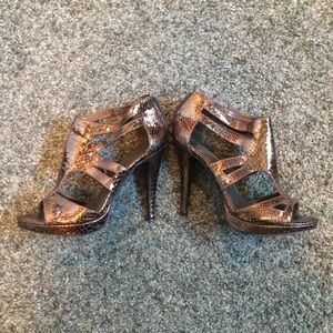 Bronze snake skin Chinese Laundry heels